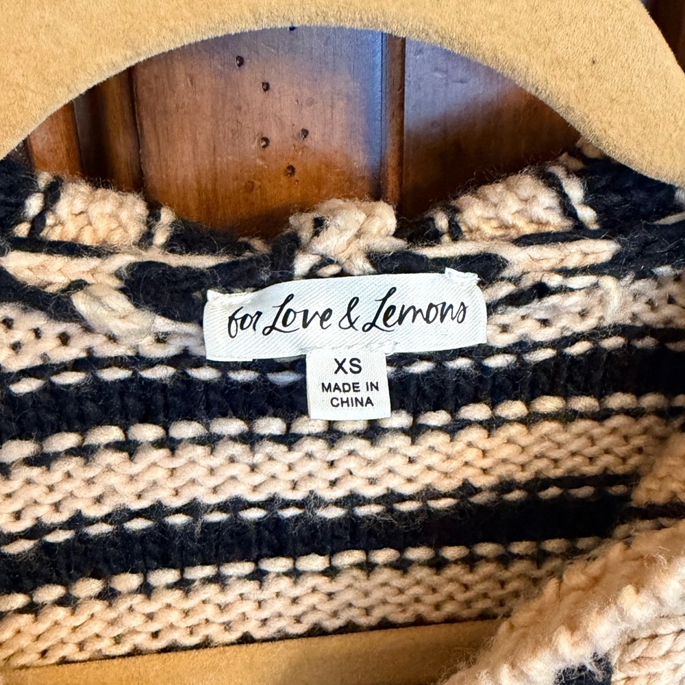 For Love and Lemons Elyse Oversized Sweater in Black & Beige Stripe Size XS - Picture 7 of 9